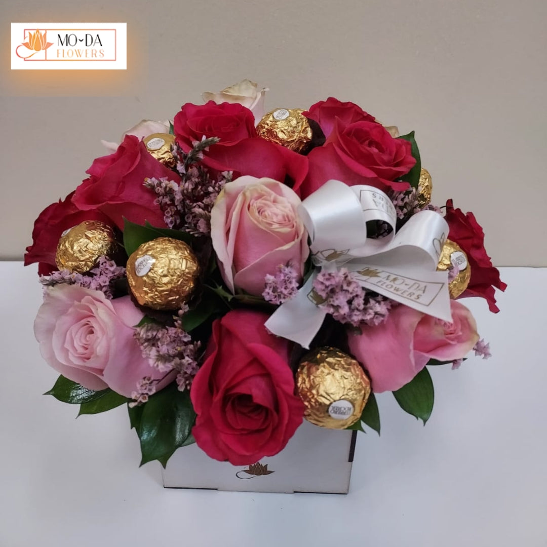 Arreglo tipo nosegay con rosas