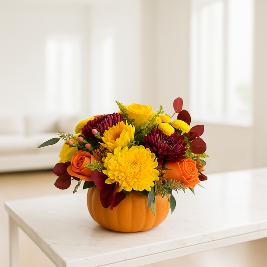 Dulce Otoño (Arreglo Floral en Calabaza)