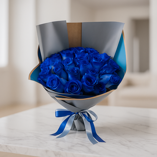 Bouquet - Azul Eterno": Majestuoso Bouquet de 24 Rosas Azules